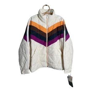 FP Movement x Hatch Printed Puffer Jacket in Ivory Chevron Combo NEW‎ LAST ONE